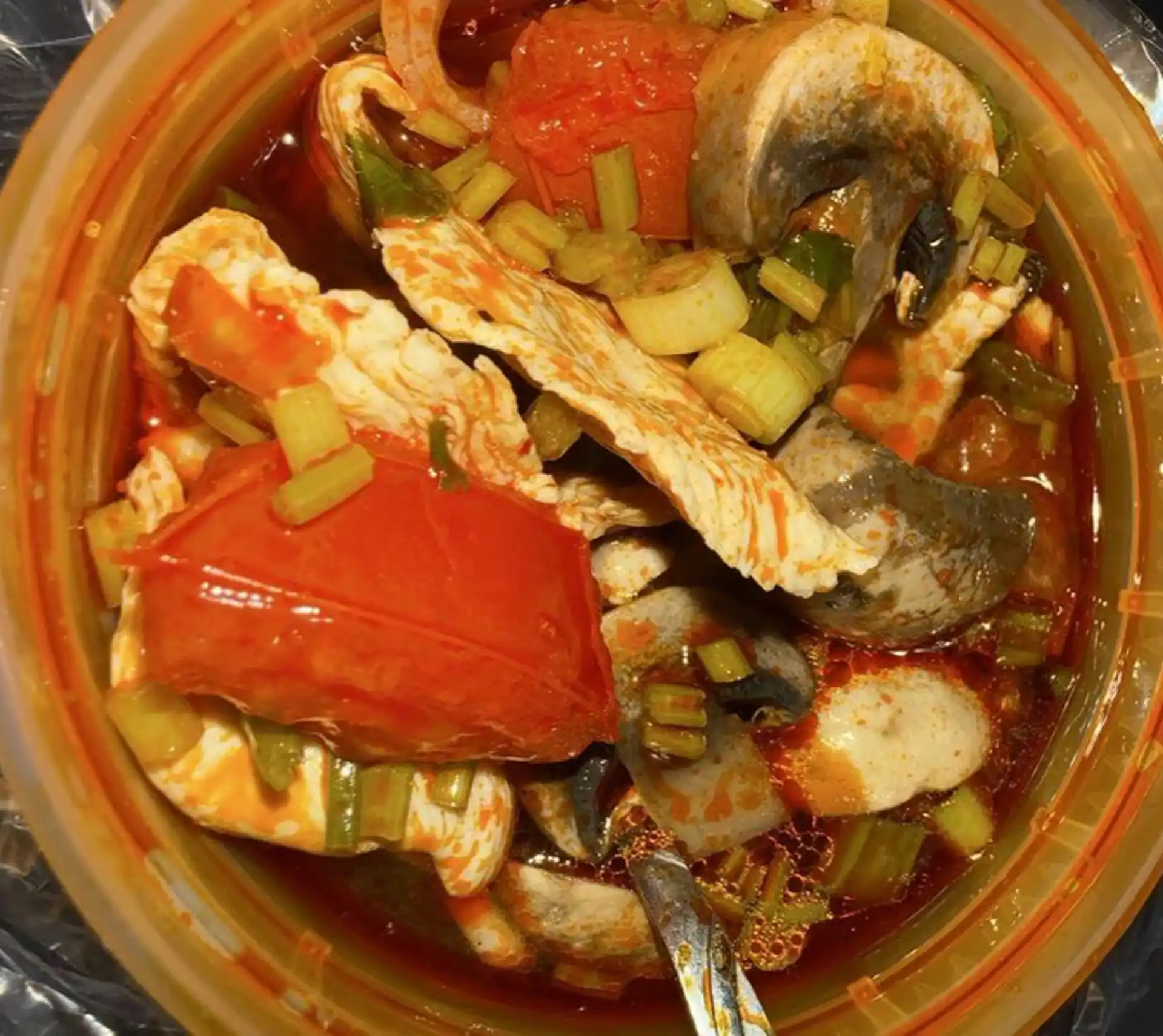 Tom Yum Soup - Hot and sour Thai soup with shrimp and mushrooms